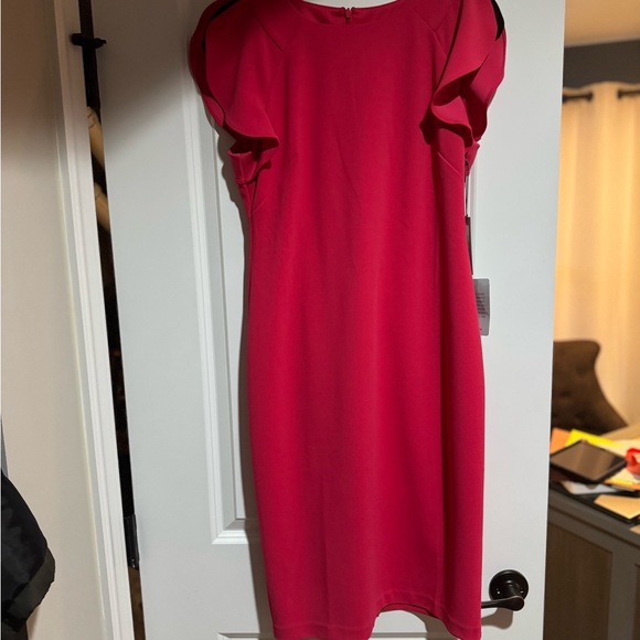 Chic Red Ruffle Sleeve Dress - Picture 2 of 6